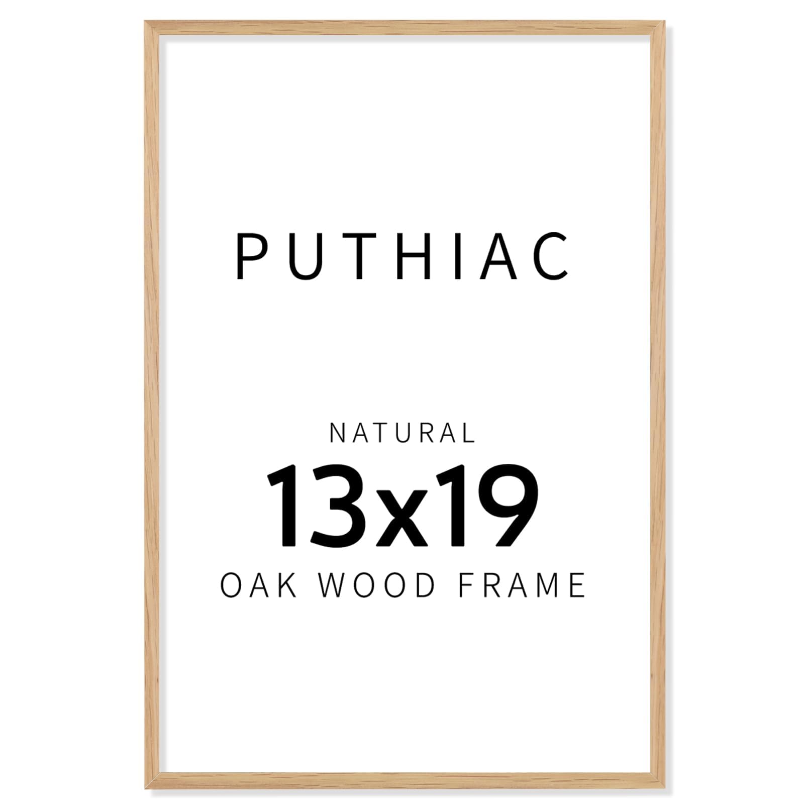 puthiac solid oak frame front view showing warm finish and slim profile