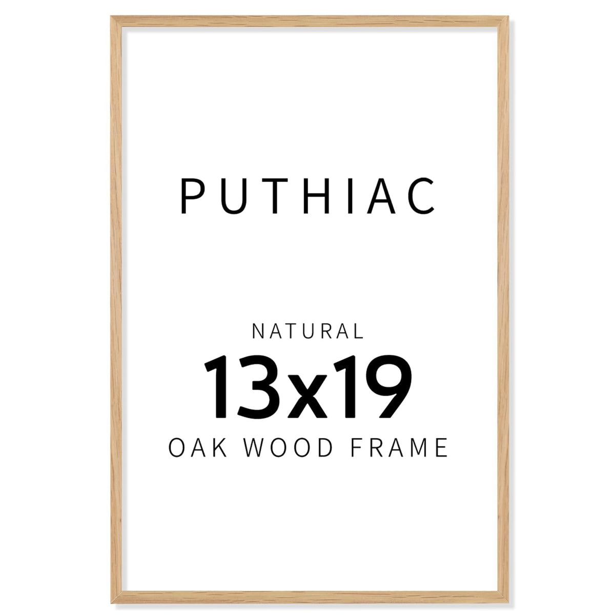 puthiac solid oak frame front view showing warm finish and slim profile