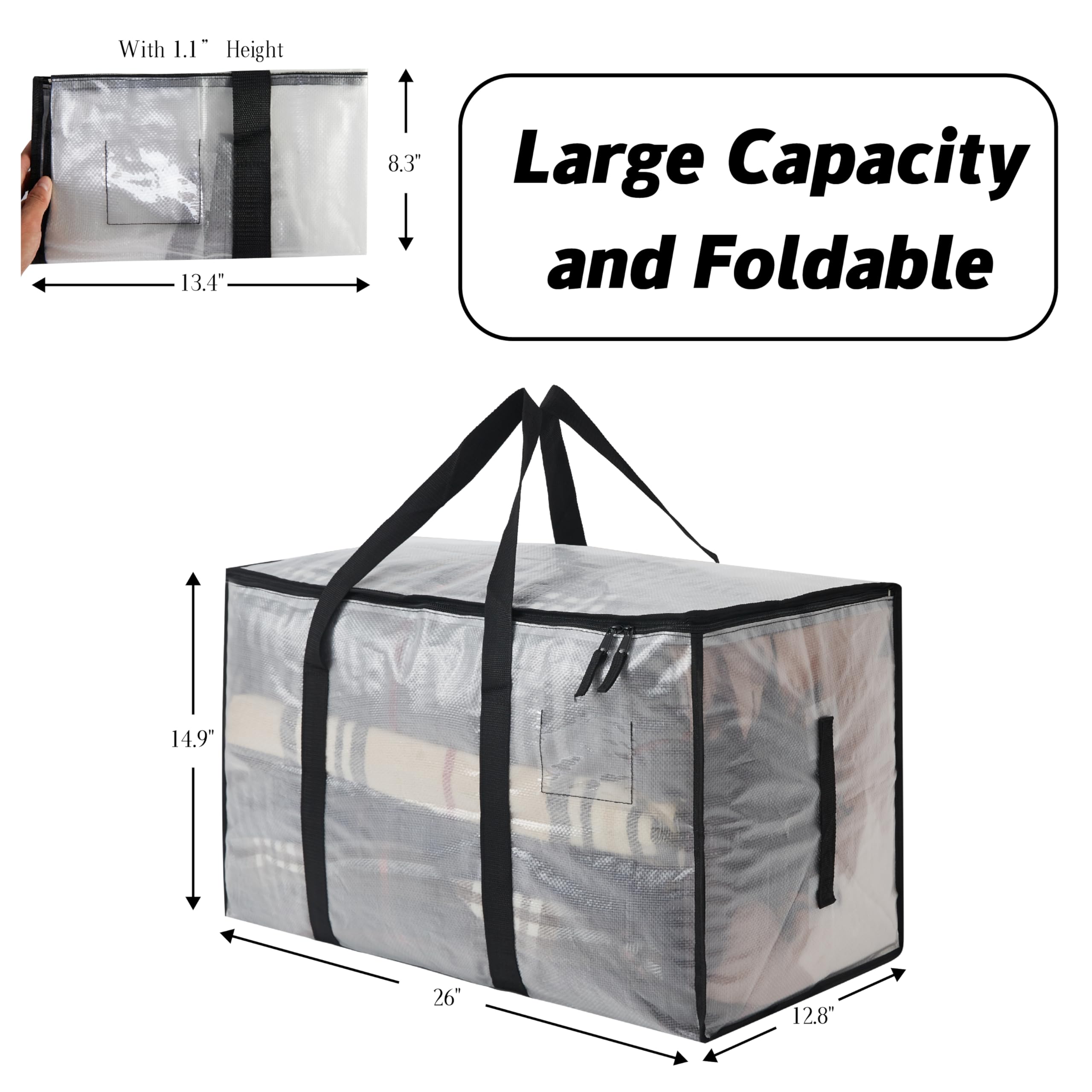 PWRSC translucent bag revealing packed linens for quick visual identification