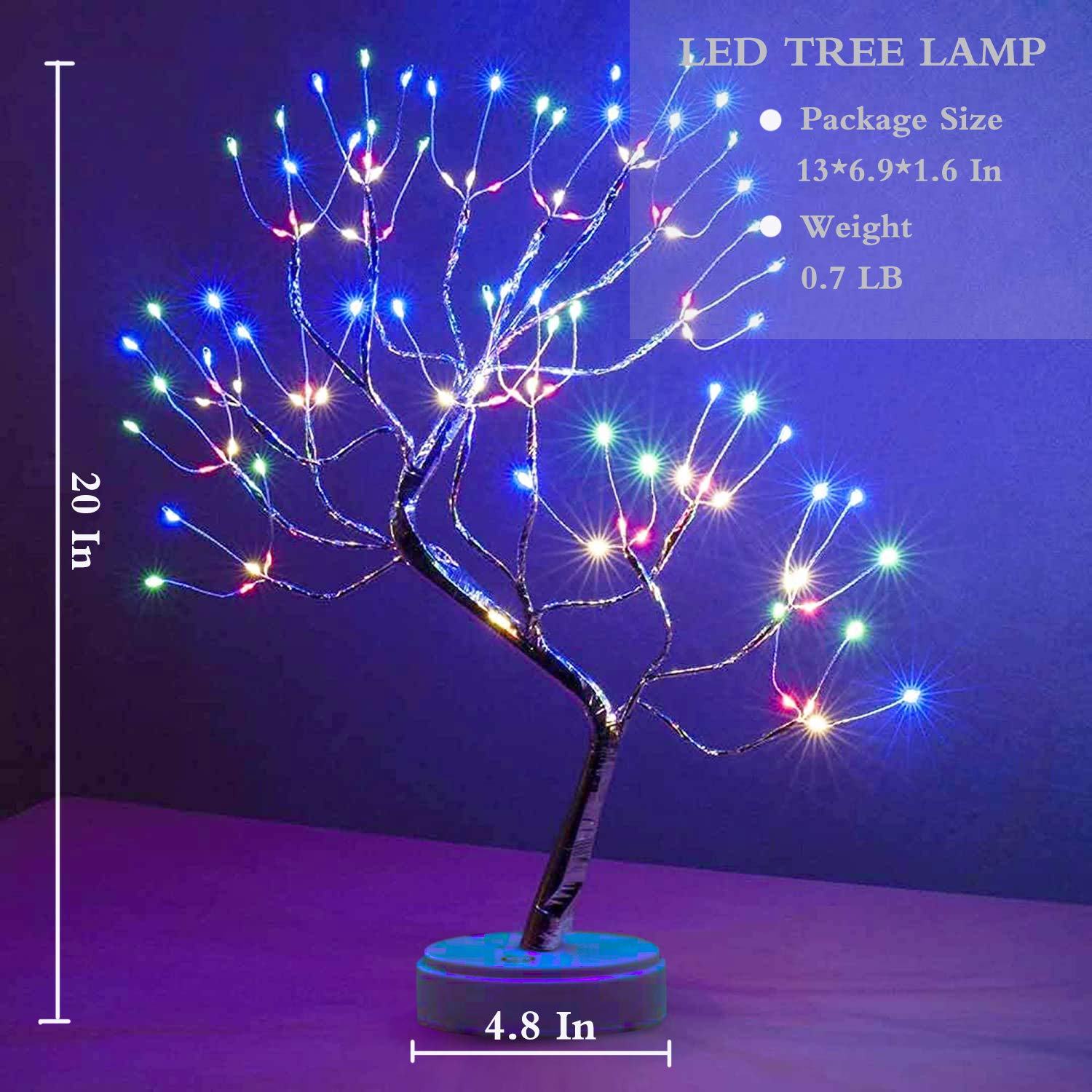 PXBNIUYA bonsai tree glowing in low light showing soft multi-color illumination benefit cozy atmosphere