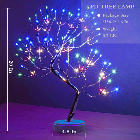 PXBNIUYA bonsai tree glowing in low light showing soft multi-color illumination benefit cozy atmosphere