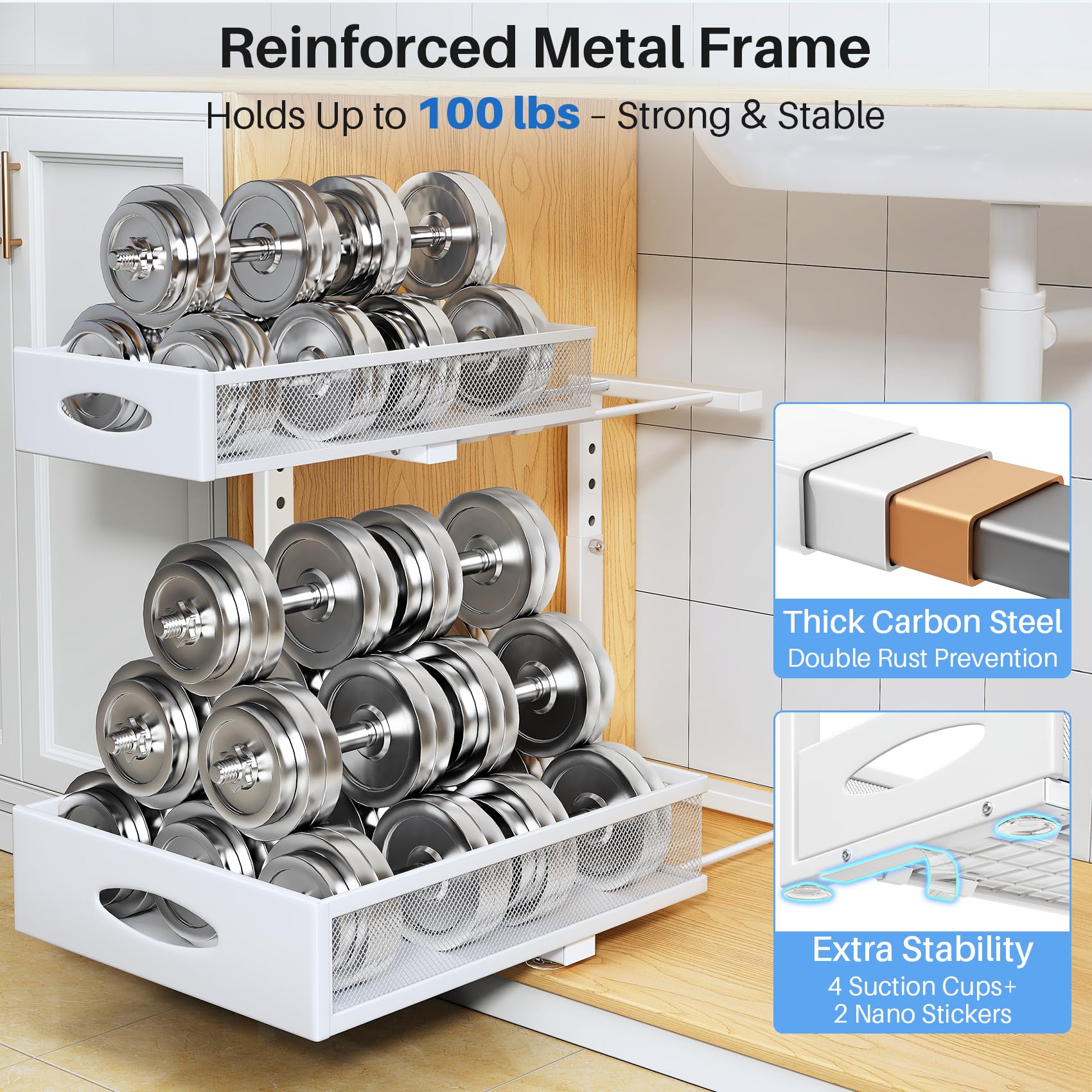 PXRACK cabinet shim pad detail showing framed cabinet compatibility benefit