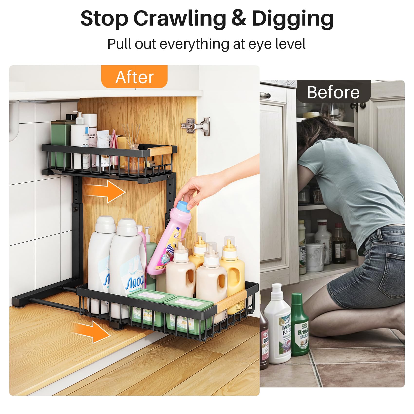 PXRACK measuring height adjustment to fit varied cabinet clearances