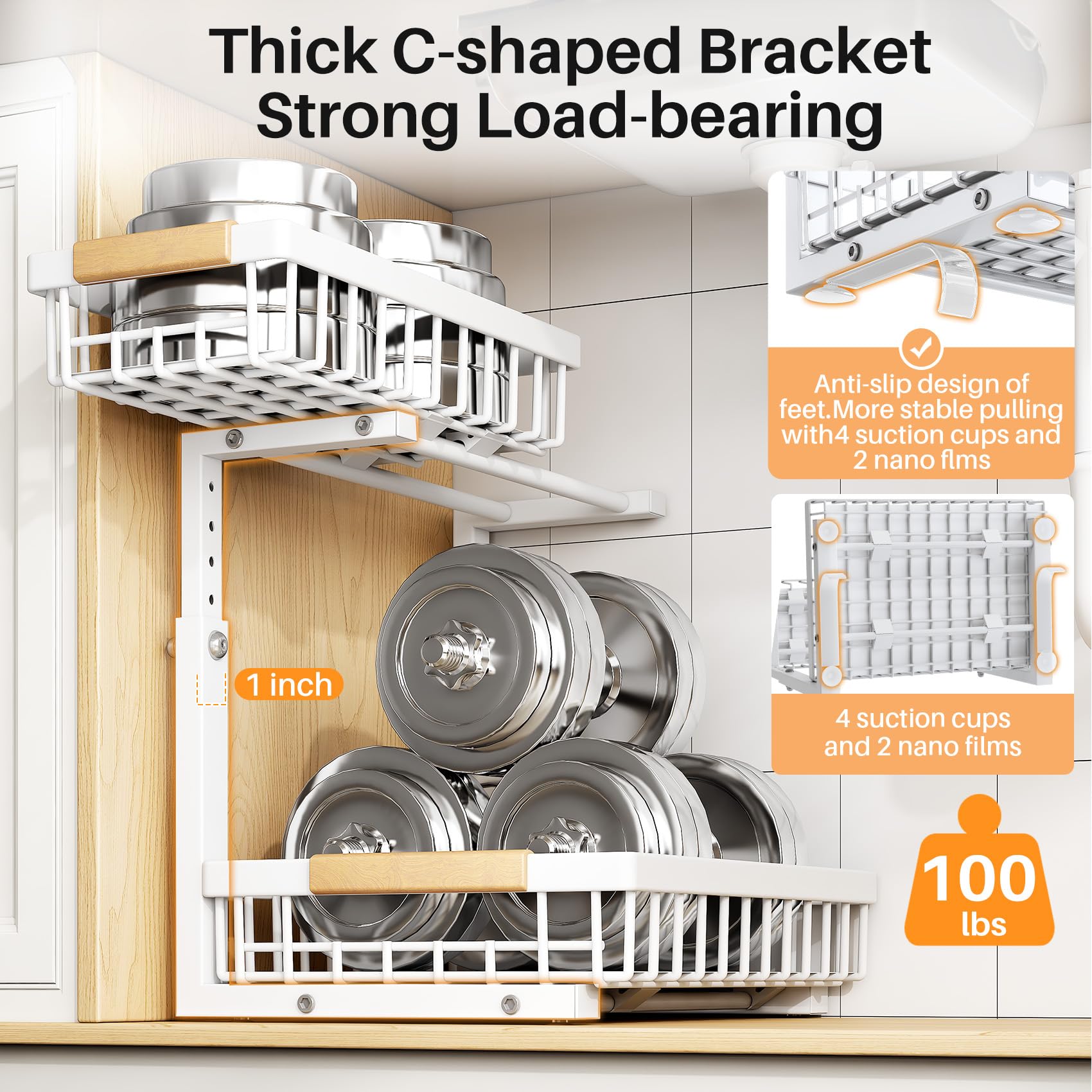 PXRACK organizer installed in kitchen cabinet for quick access benefit