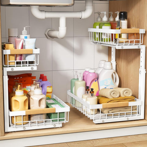 PXRACK organizer next to household bottles to show scale and capacity