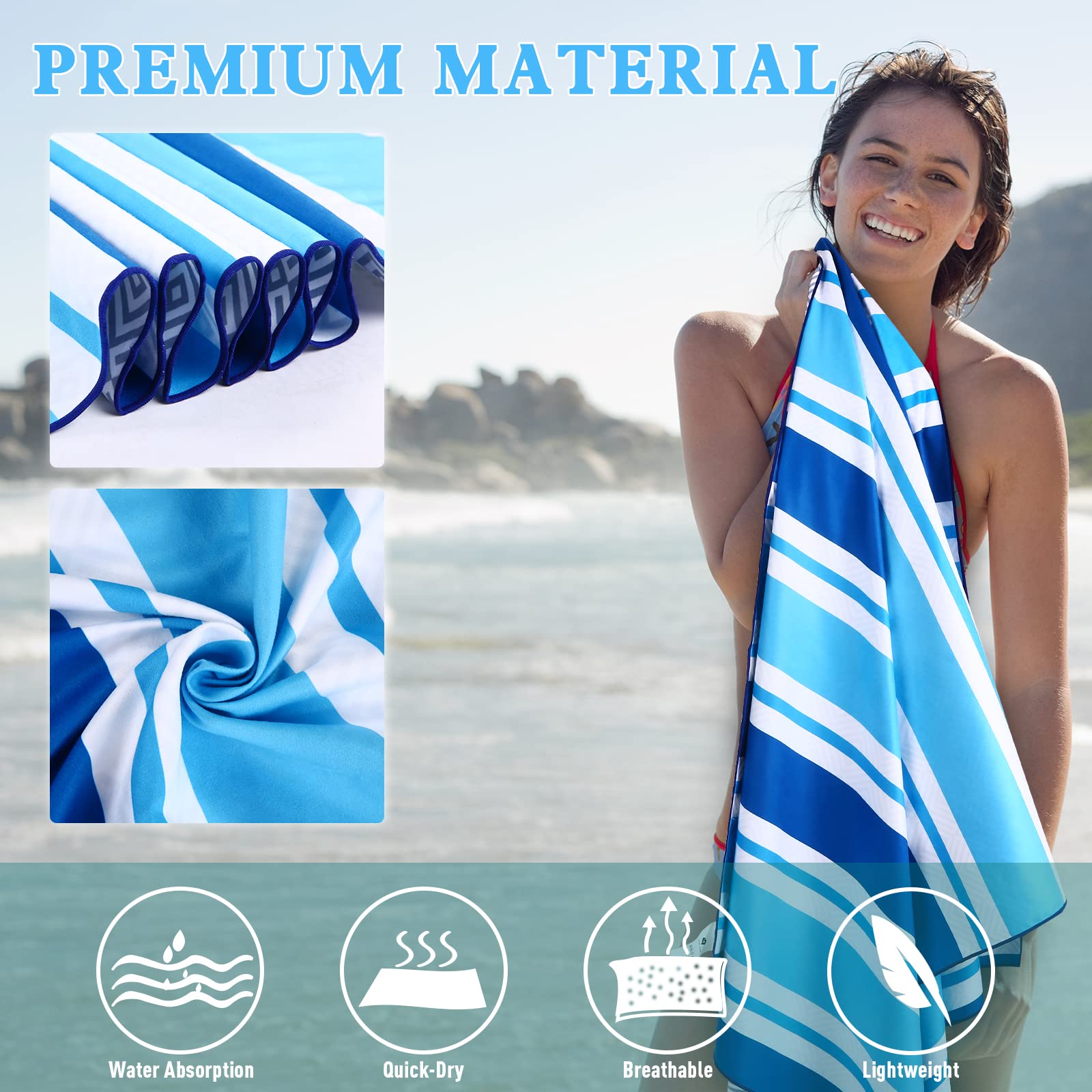 PY SUPER MODE towel folded inside zipper bag for compact travel convenience