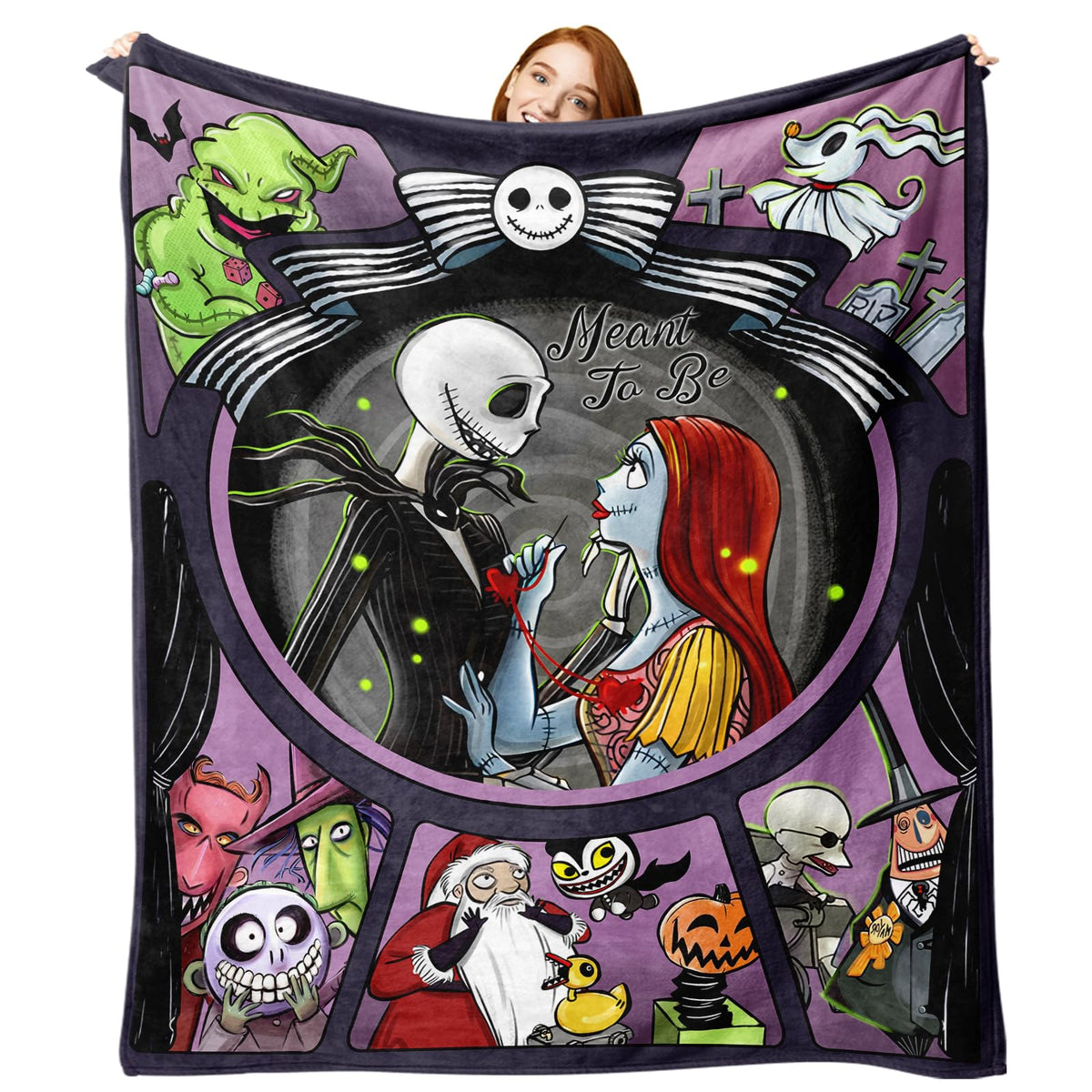 Pycat throw front view showing Halloween design and cozy look