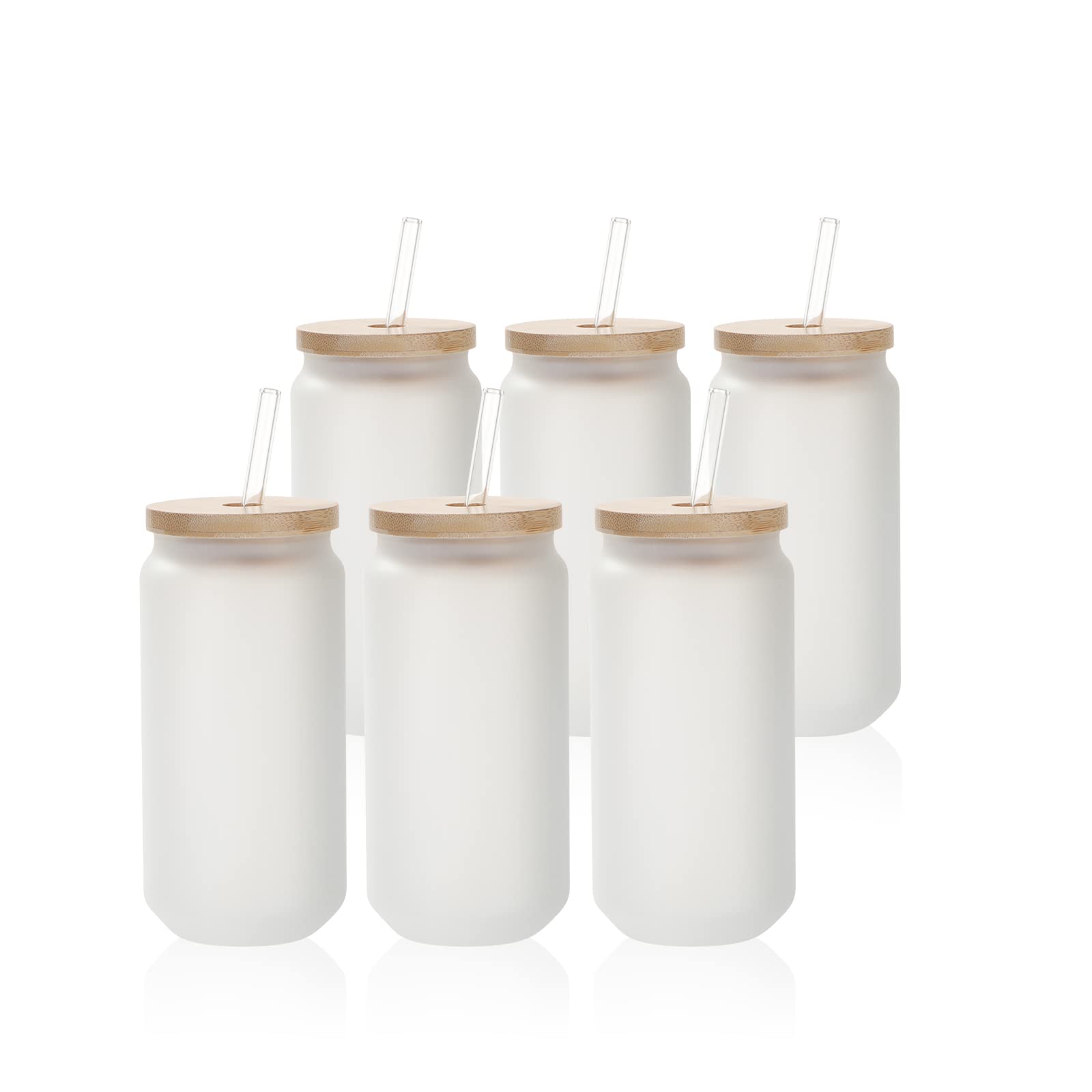 PYD Life front view of glass can tumbler showing frosted finish and shape, ideal for customization