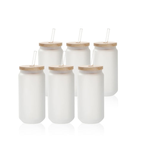 PYD Life front view of glass can tumbler showing frosted finish and shape, ideal for customization