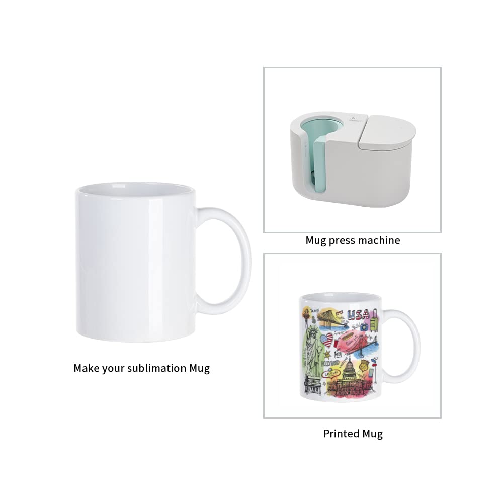 PYD Life mug inside a mug press showing compatibility with heat-transfer equipment