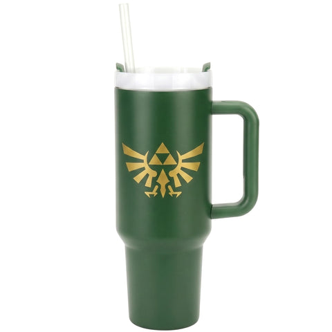 Pyramid America Zelda tumbler front view showing Hyrule Crest and capacity benefit