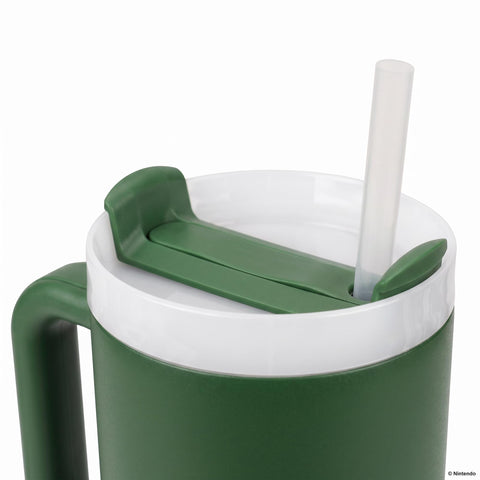 Pyramid America lid and straw view demonstrating easy sipping on the go