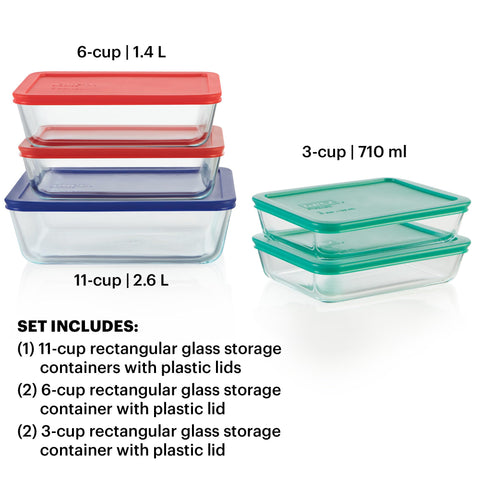 Pyrex 11-cup glass close-up highlighting durable, stain-resistant surface