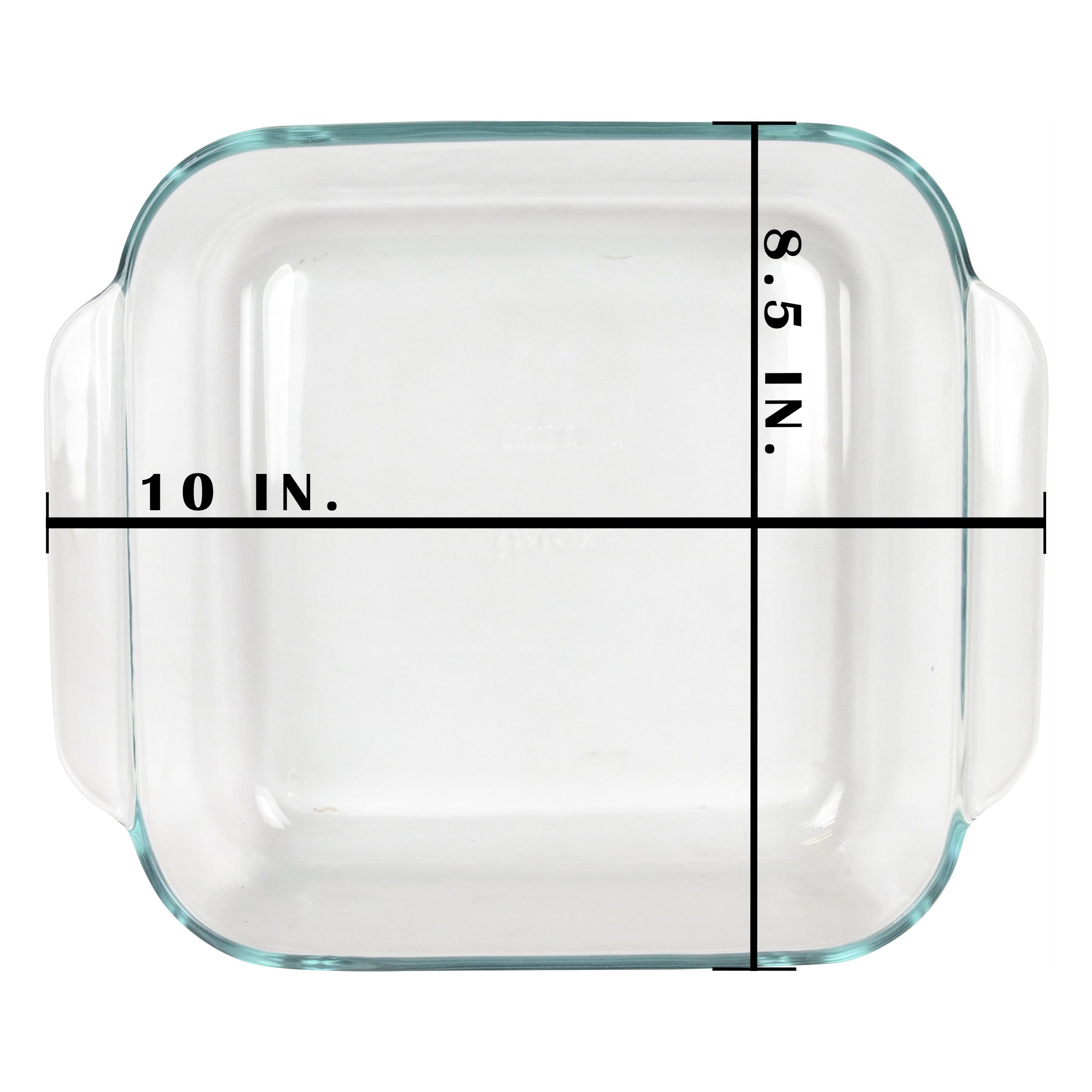 Pyrex 222 beside a spoon illustrating 8x8 size and portion benefit