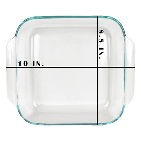 Pyrex 222 beside a spoon illustrating 8x8 size and portion benefit