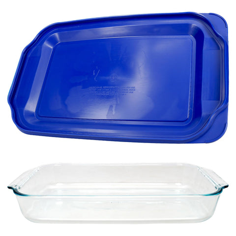 Pyrex dish with 233-PC lid stored in fridge illustrating space-saving freshness