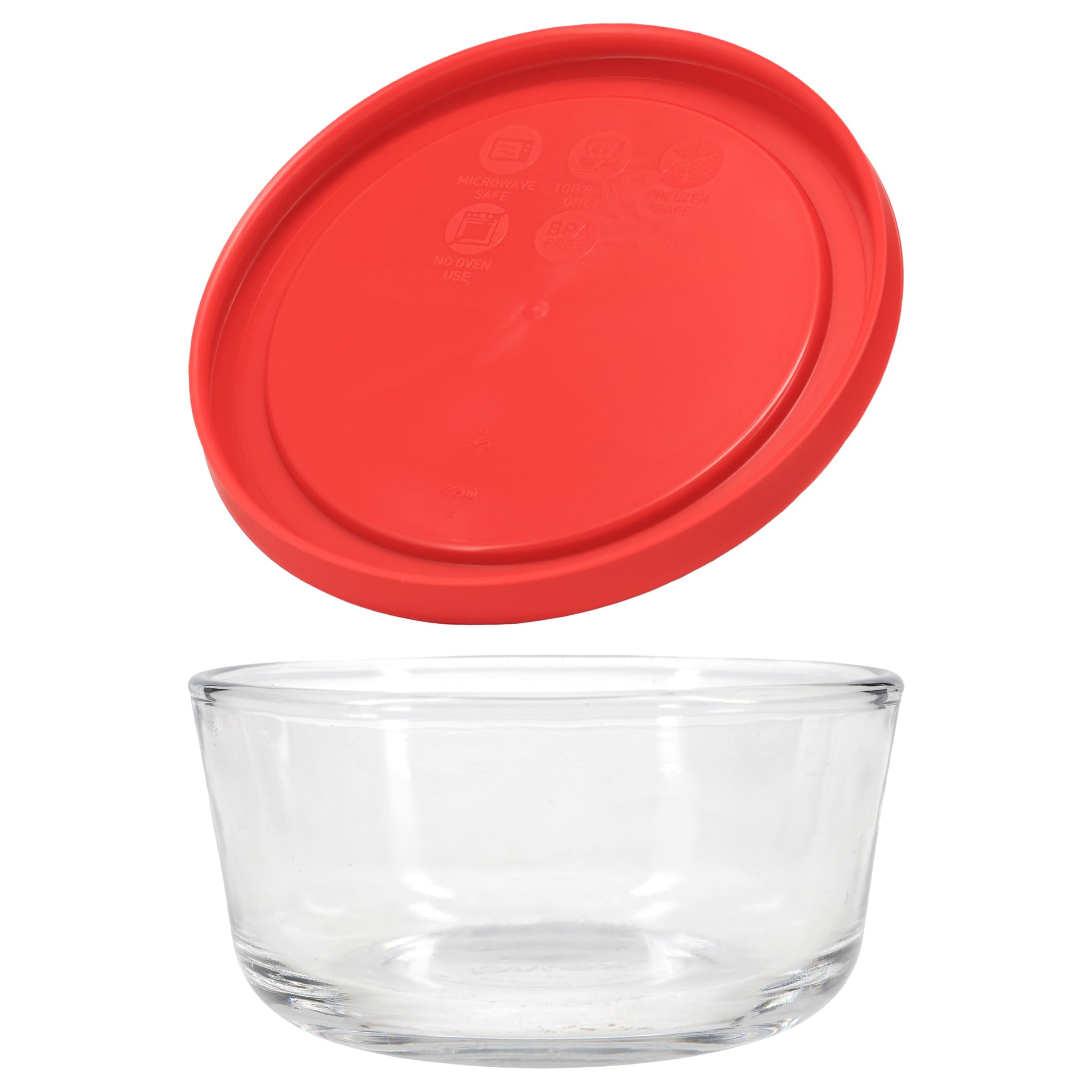 Pyrex 7200 red lid detail highlighting secure-fit seal and BPA-free material