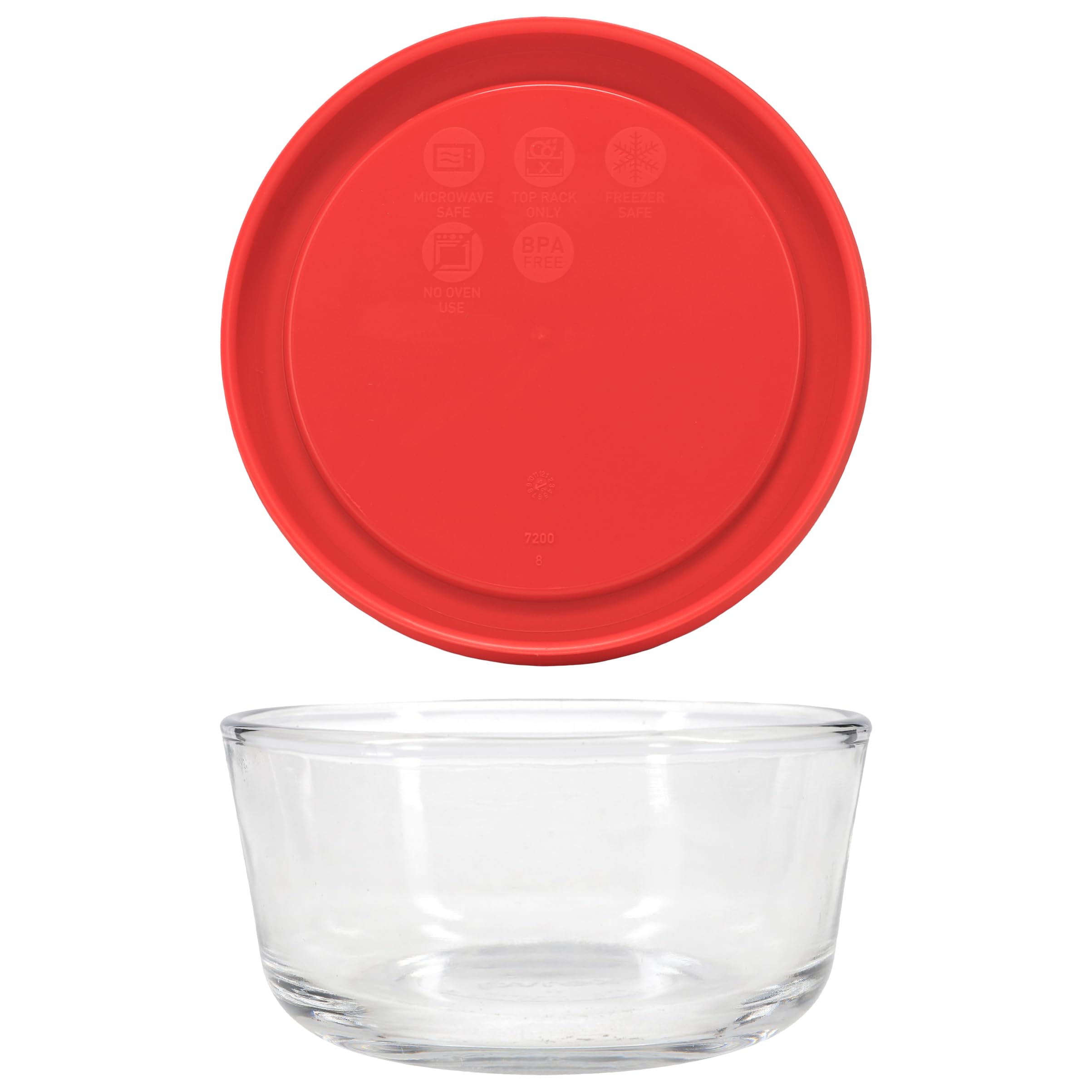 Pyrex 7200 bowl next to measuring cup showing 2-cup capacity for portioning
