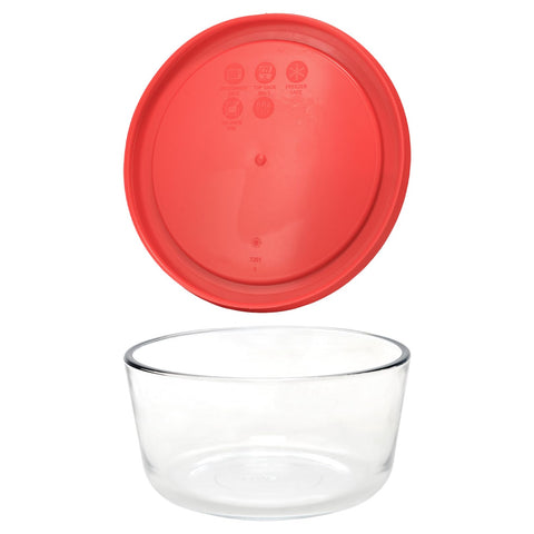 Pyrex red lid detail showing snap-fit edge for secure, spill-resistant storage