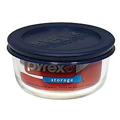 Pyrex tempered glass bowl detail showing clear, non-porous surface and durability benefit