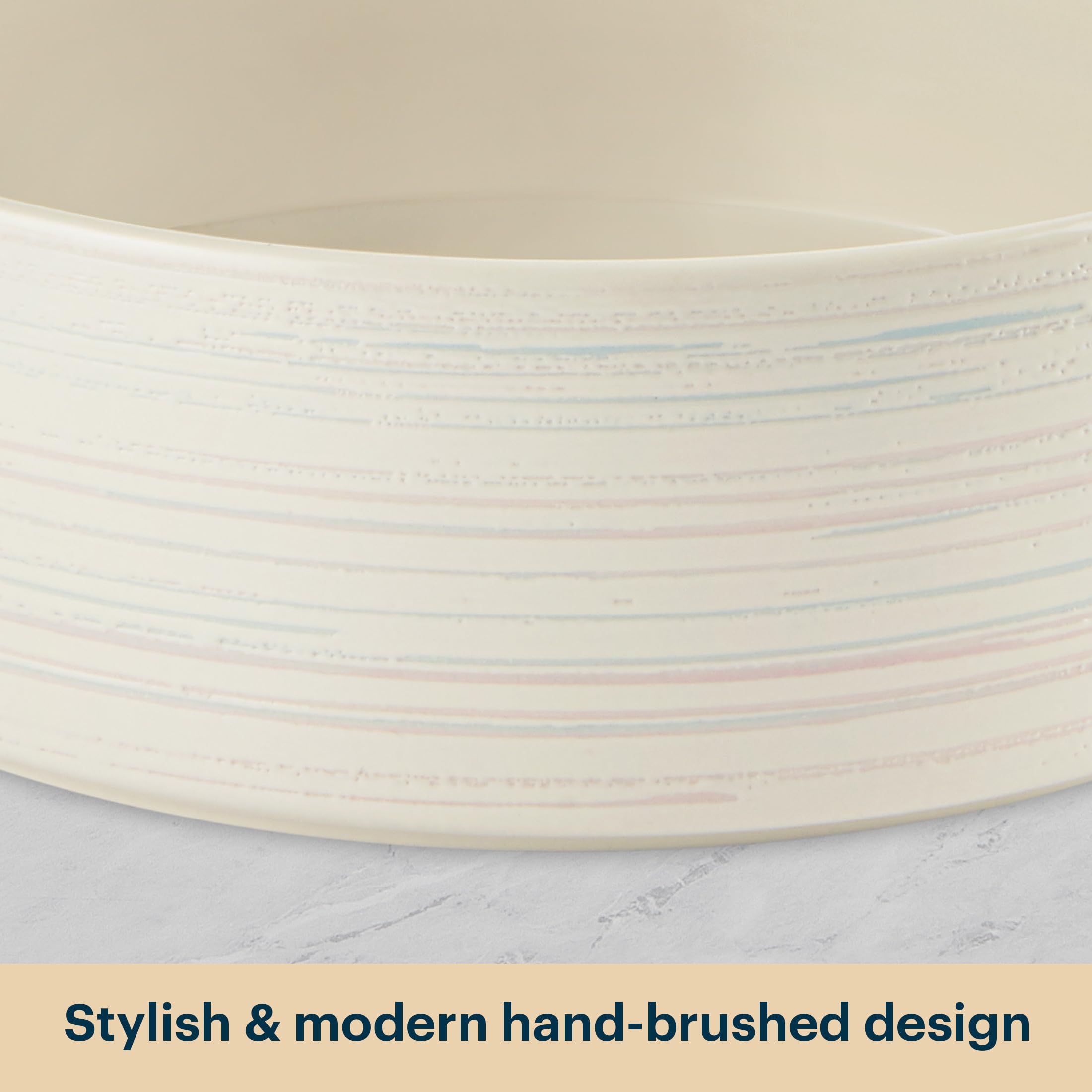 Pyrex close-up of hand-brushed ceramic finish for stylish serving