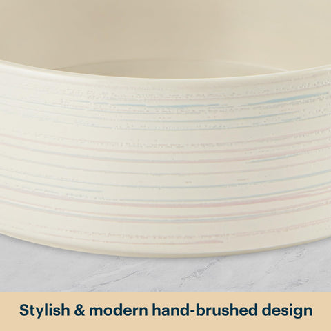 Pyrex close-up of hand-brushed ceramic finish for stylish serving