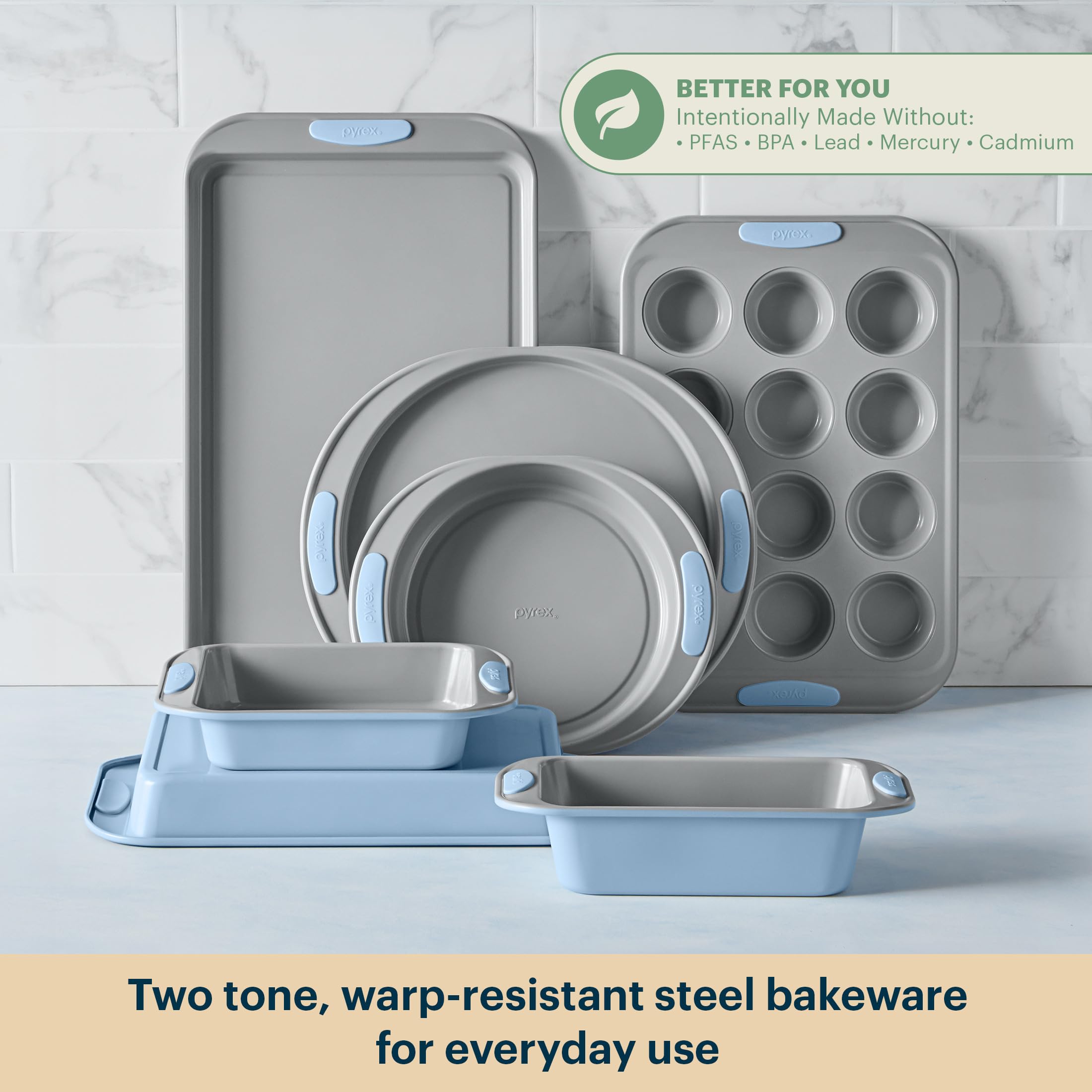 Pyrex cookie sheet close-up showing nonstick surface for easy release and faster cleanup
