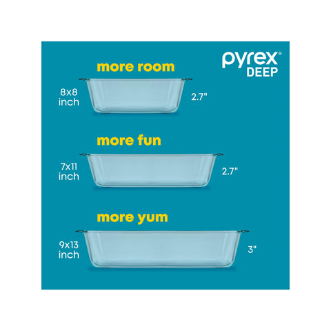 Pyrex 7x11 pan front view highlighting size and versatile serving benefit