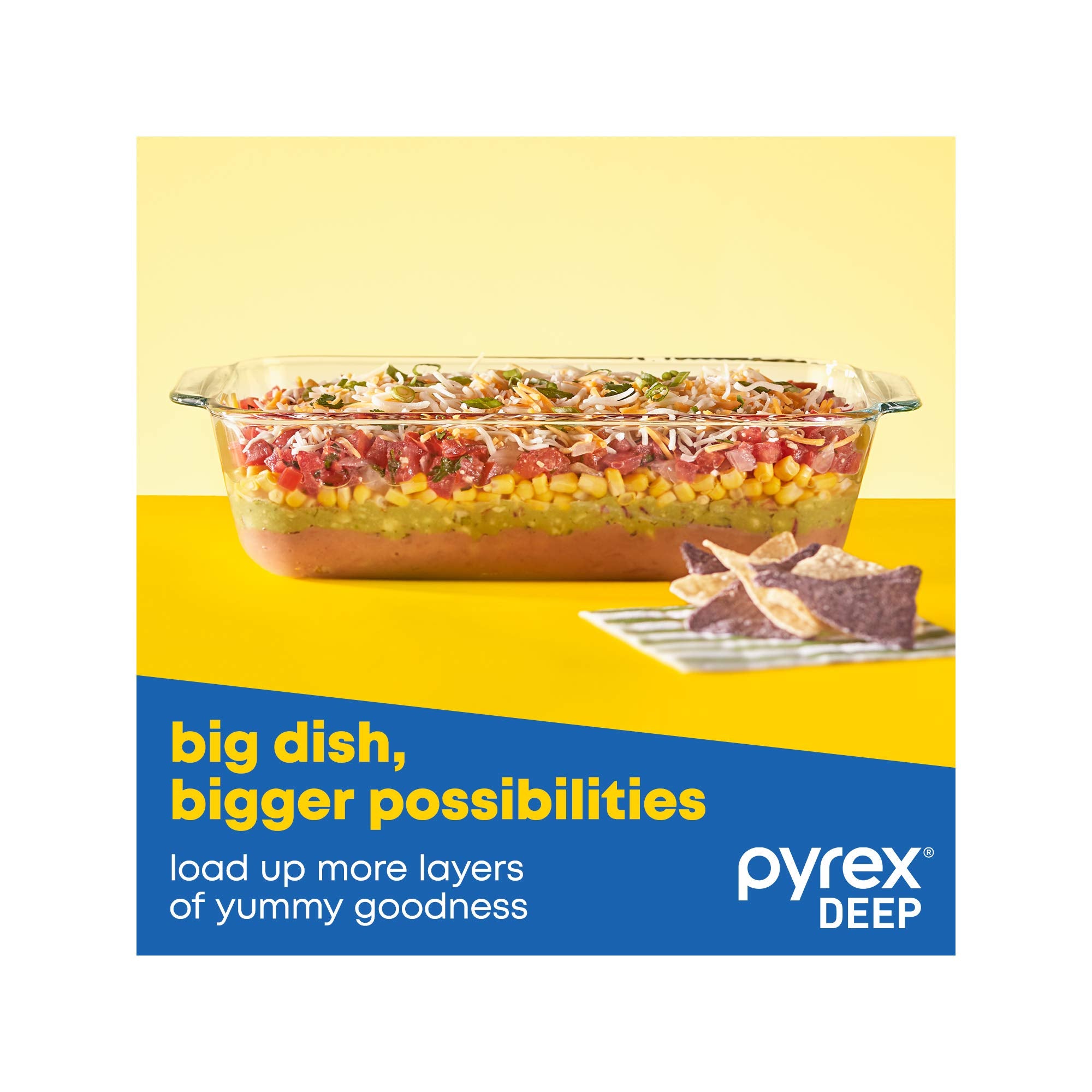 Pyrex 8x8 pan front view showing compact square pan and portioning benefit