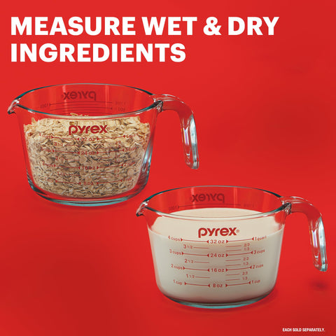 Pyrex 2-cup side profile with handle highlighting comfortable grip and stability