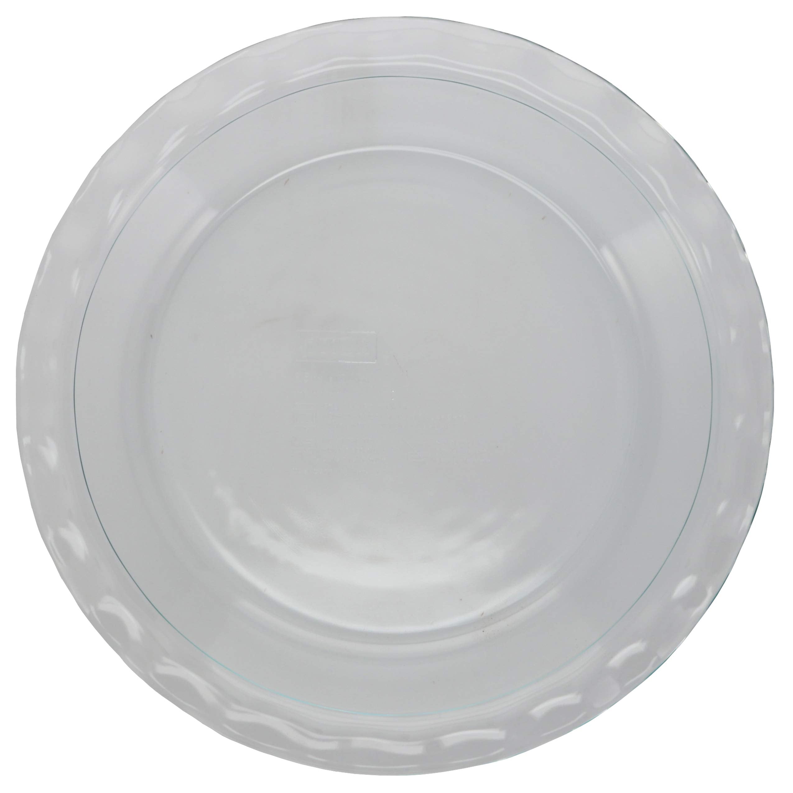 Pyrex pie plate in kitchen setting on counter displaying serving-ready presentation and convenience