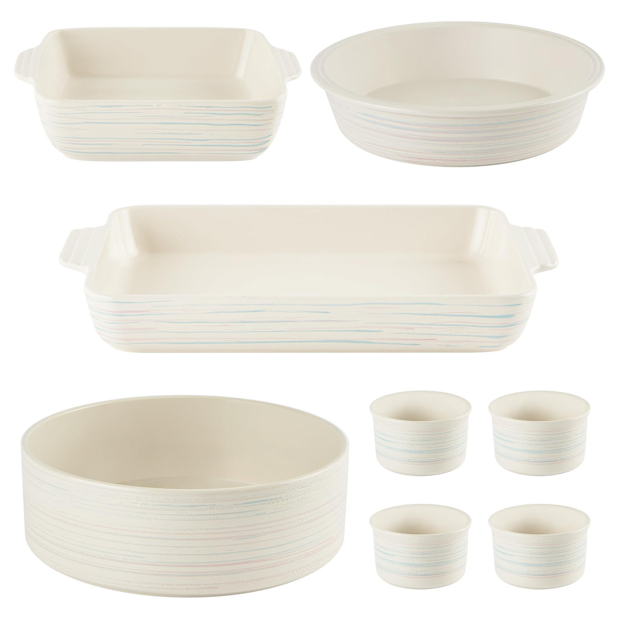 Pyrex front packaging showing full 8-piece set and modern finish benefits