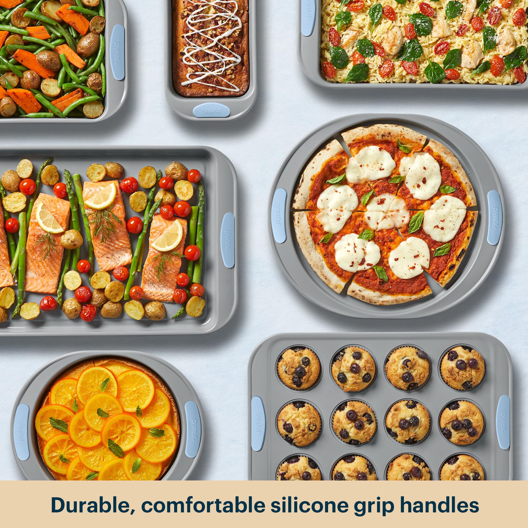 Pyrex loaf and cake pan in oven demonstrating oven-safe performance up to 450°F