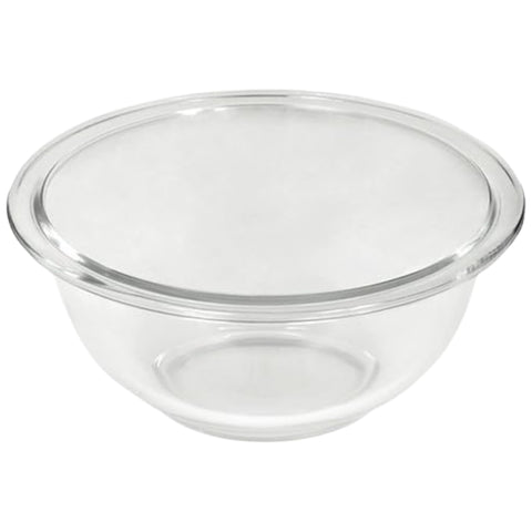 Pyrex Prepware 1qt front packaging showing clear glass and rim for reliable use