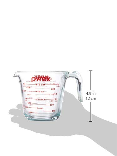 Pyrex Prepware in kitchen measuring liquid into a bowl for fast prep and cleanup