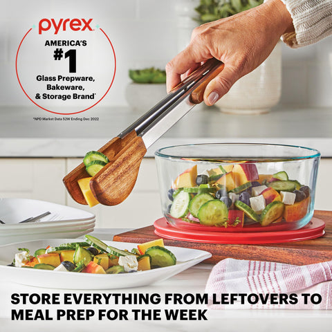 Pyrex set size comparison with contents to demonstrate portion versatility