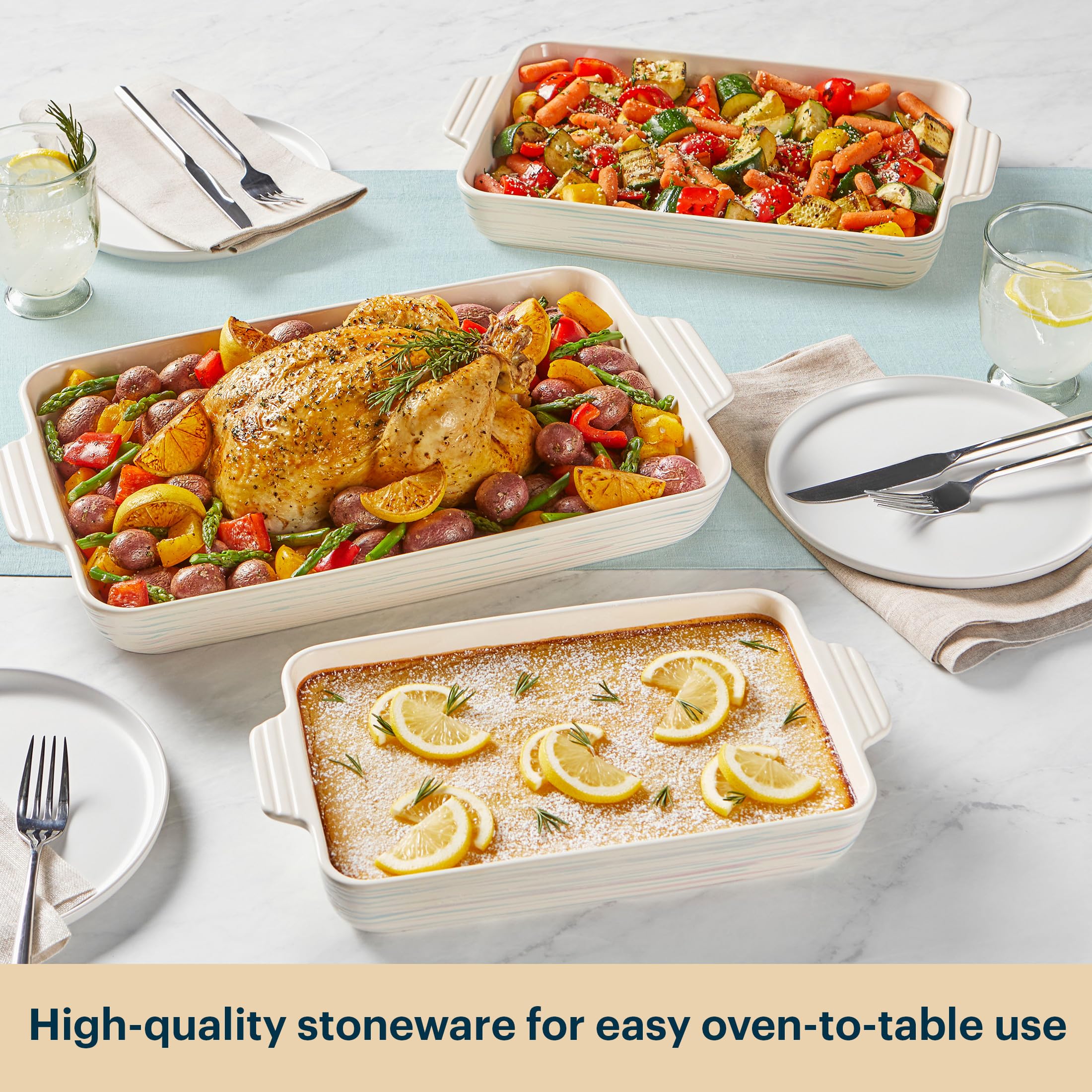 Pyrex dishes beside utensils showing size comparison and portioning