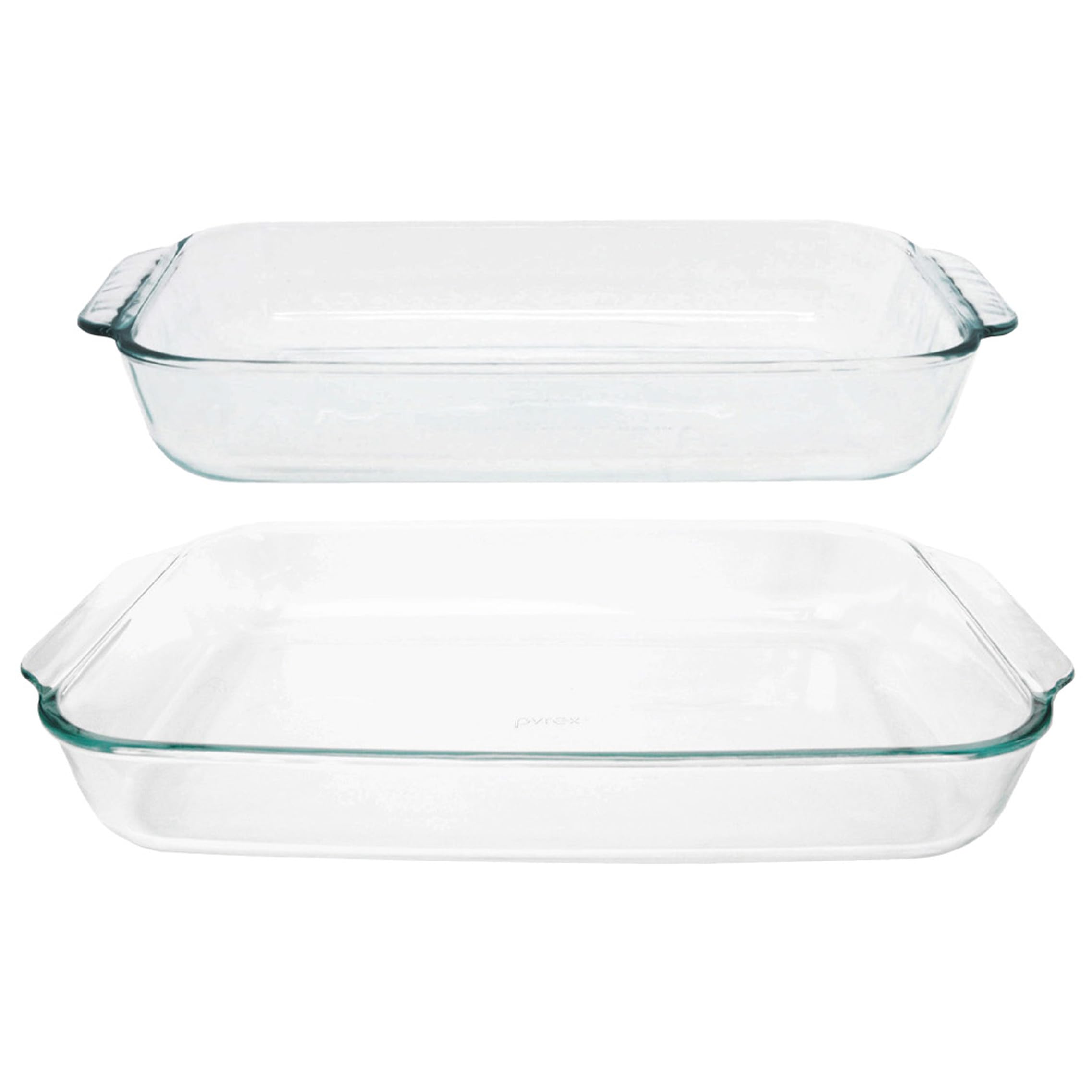 Pyrex dishes with compatible lids (sold separately) for airtight fridge storage