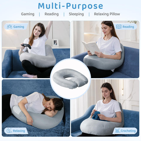 PYURIFAI pillow on lap next to ruler showing 26x22 inch generous surface benefit