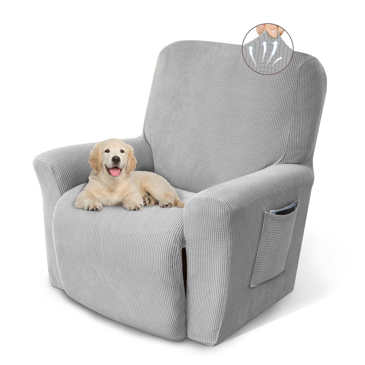 Pzzpzs front view silver recliner cover showing smooth fit and modern look