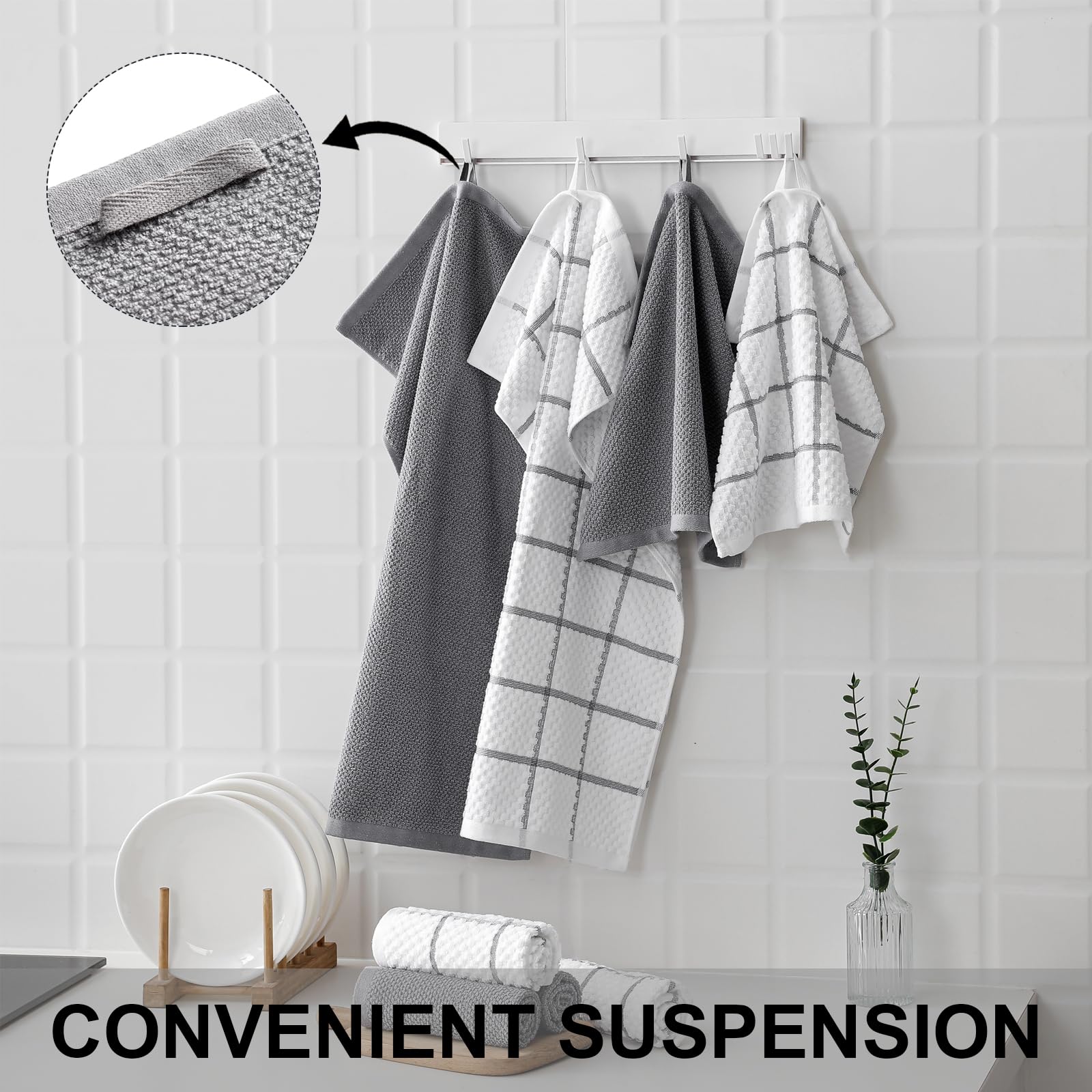 qaj dishcloth wiping countertop demonstrating efficient spill cleanup