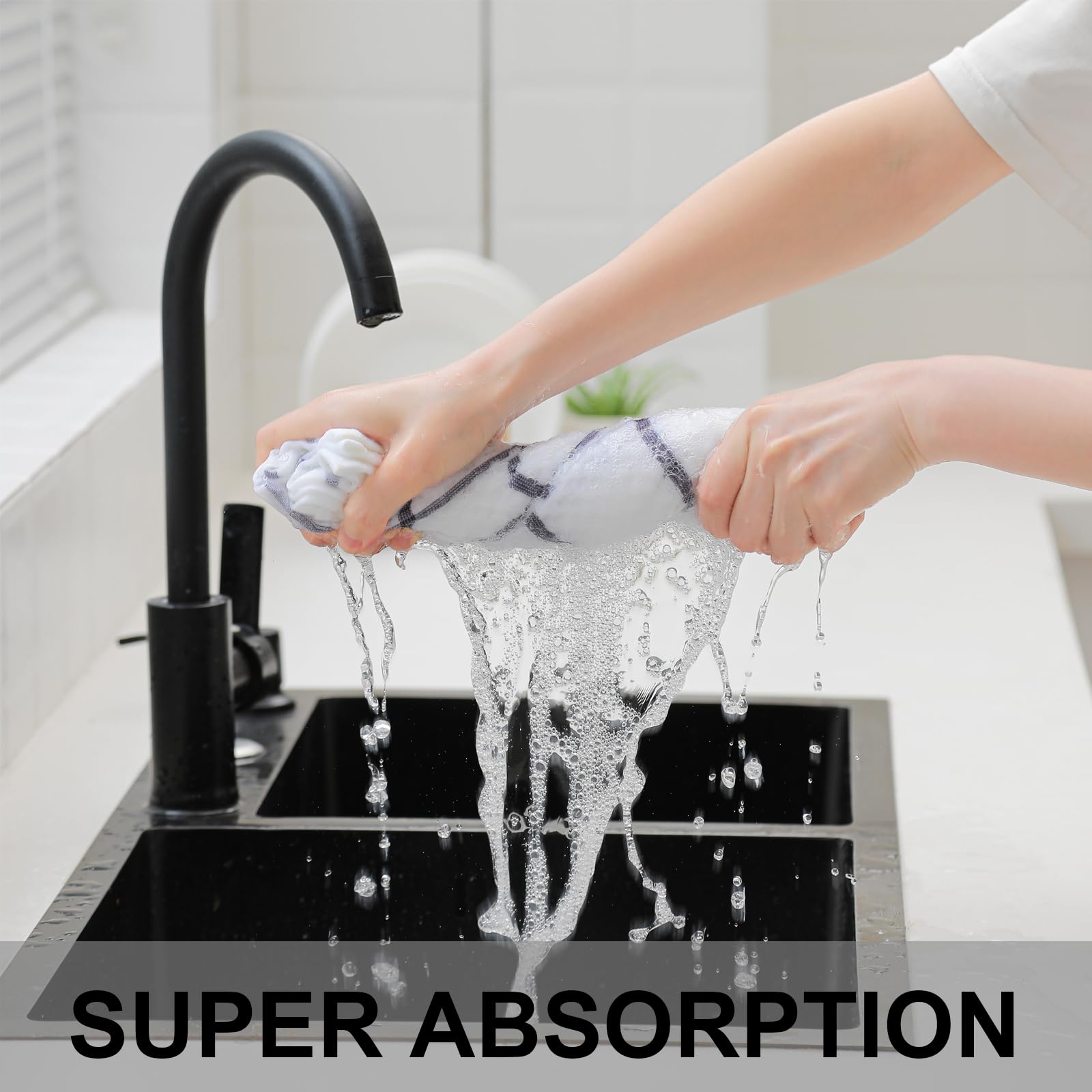 qaj towel drying glasses to show lint-free polishing benefit