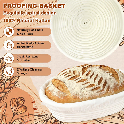Qalvyn round rattan proofing basket showing spiral pattern benefit