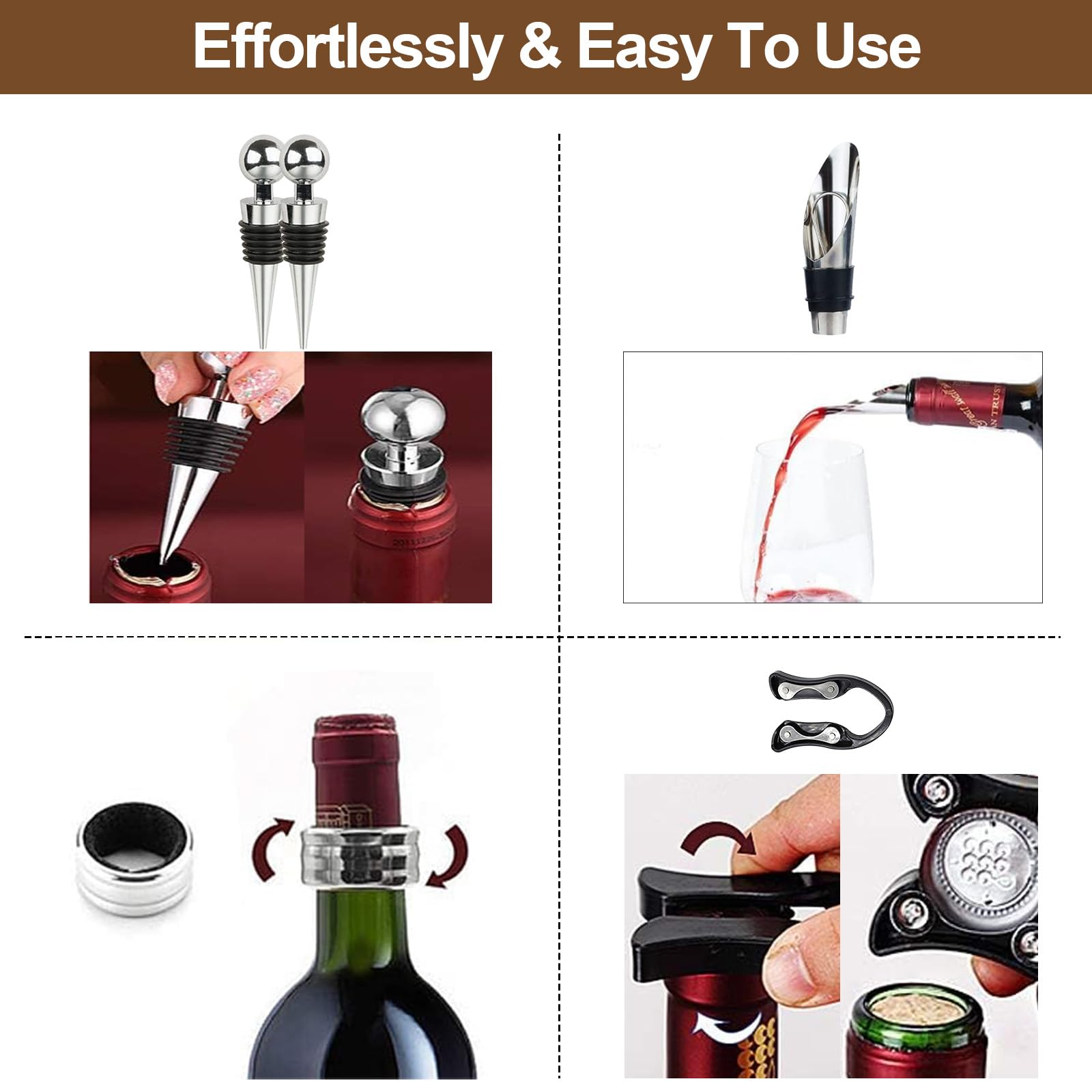 Qdreclod pourer fitted with drip ring preventing spills while serving wine