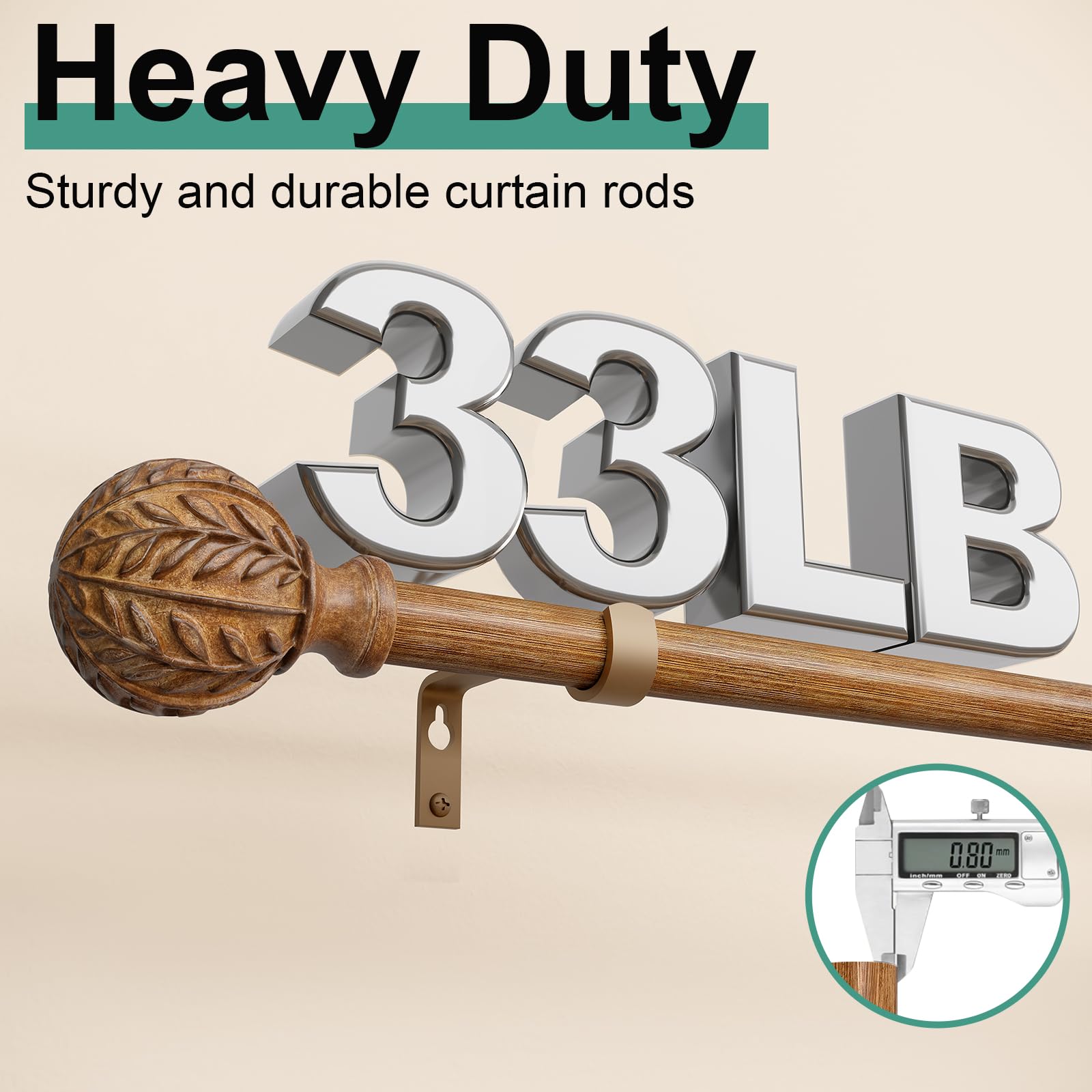 QDWIS rod surface showing imitation wood grain finish for warm decor