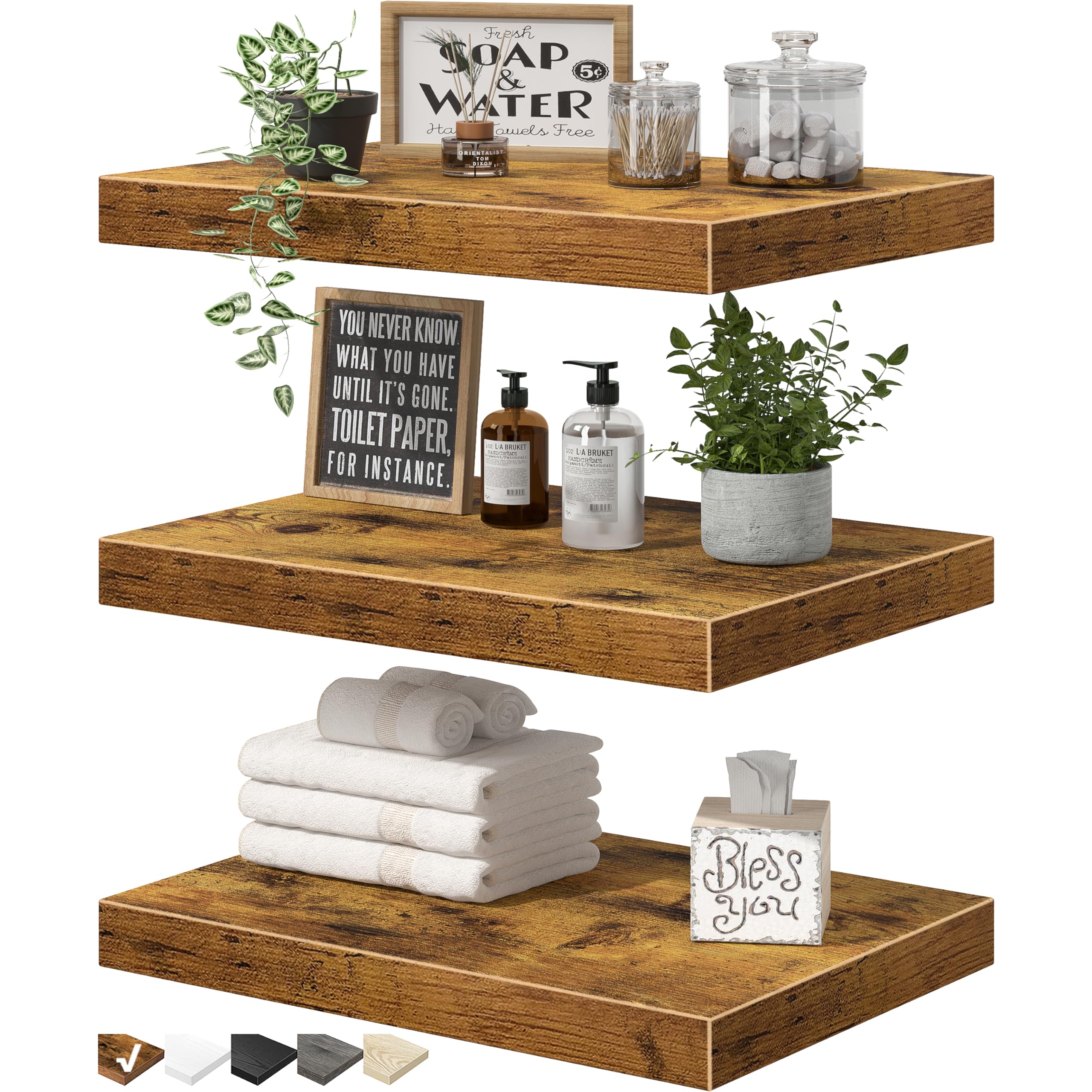 QEEIG three shelves installed on wall showing flexible layout benefit