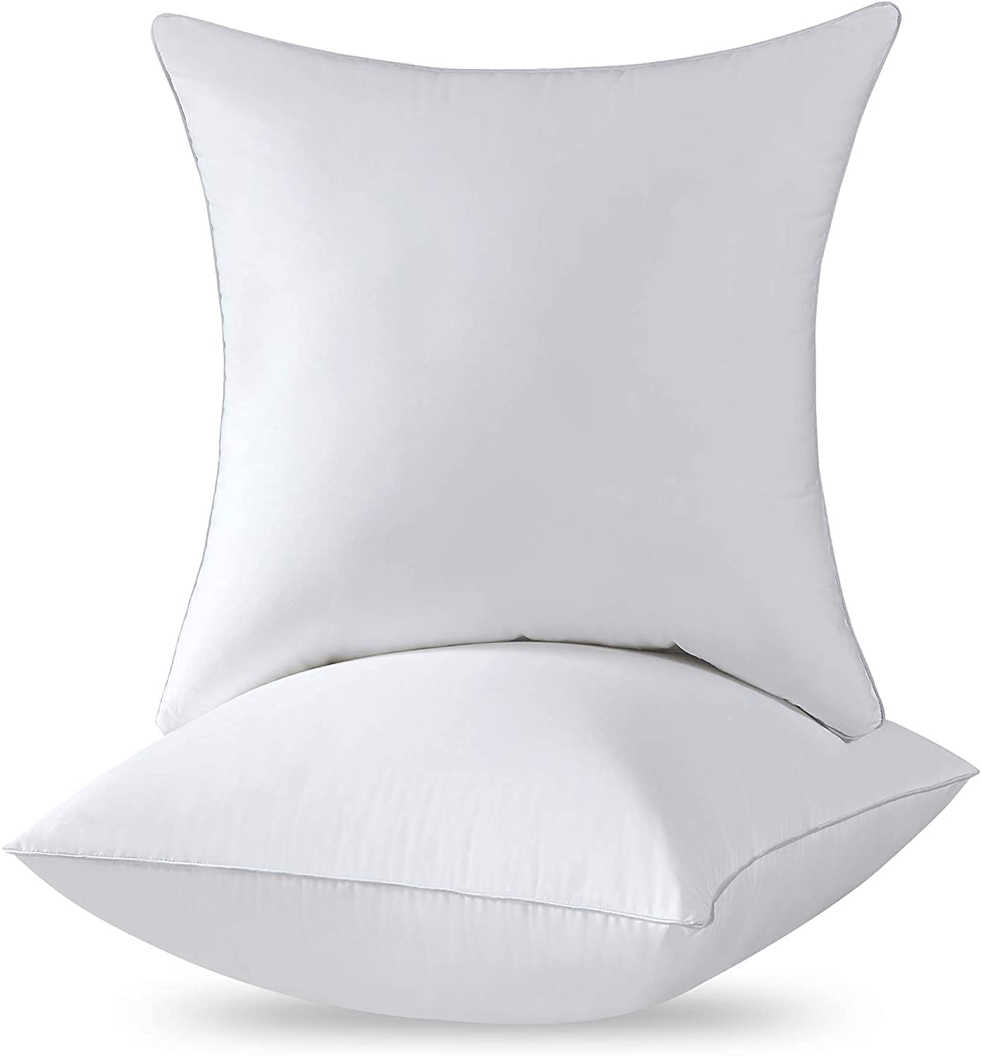 Qeils insert being placed into a pillow cover showing easy use and neat fit