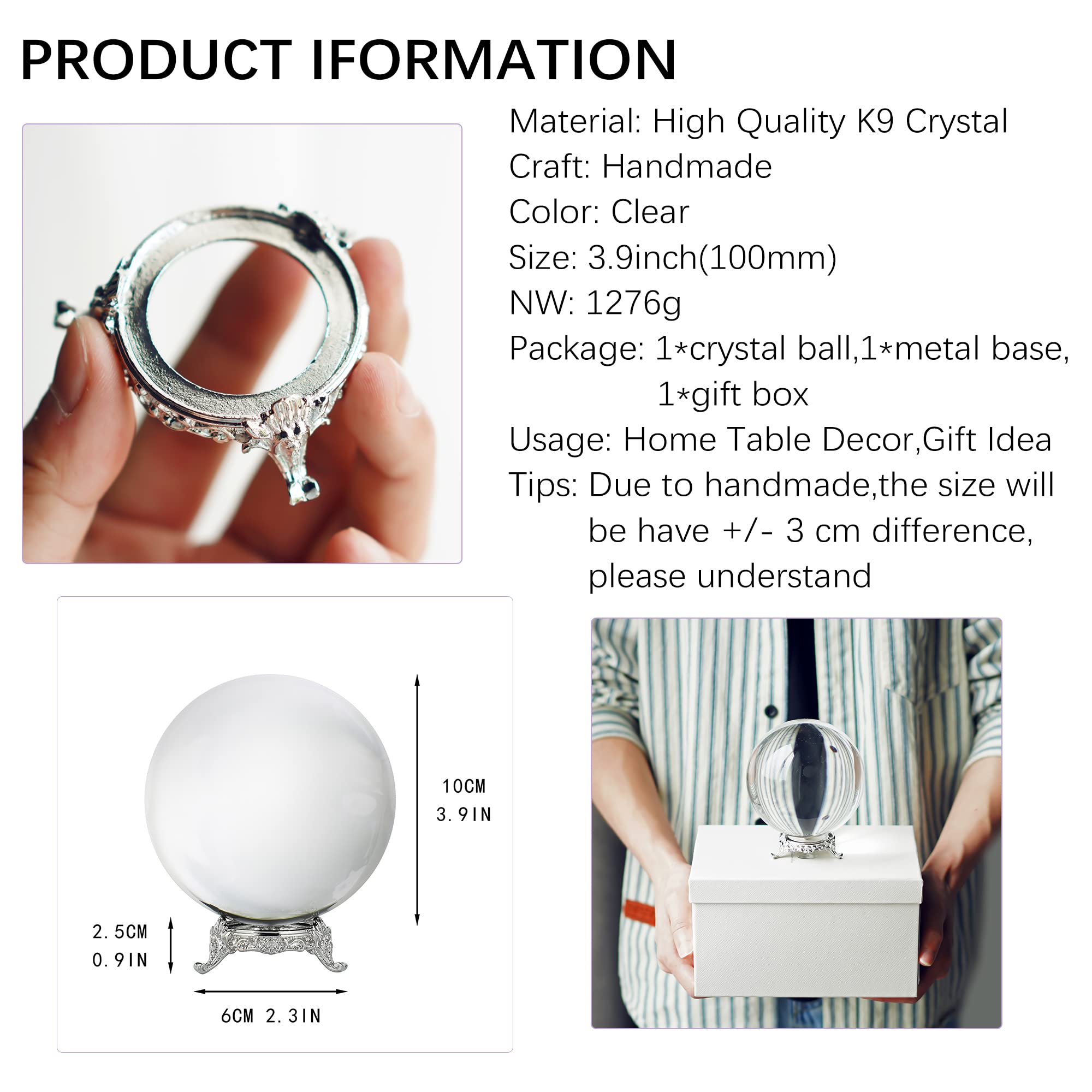QFkris crystal ball catching light to showcase sparkle and ambience