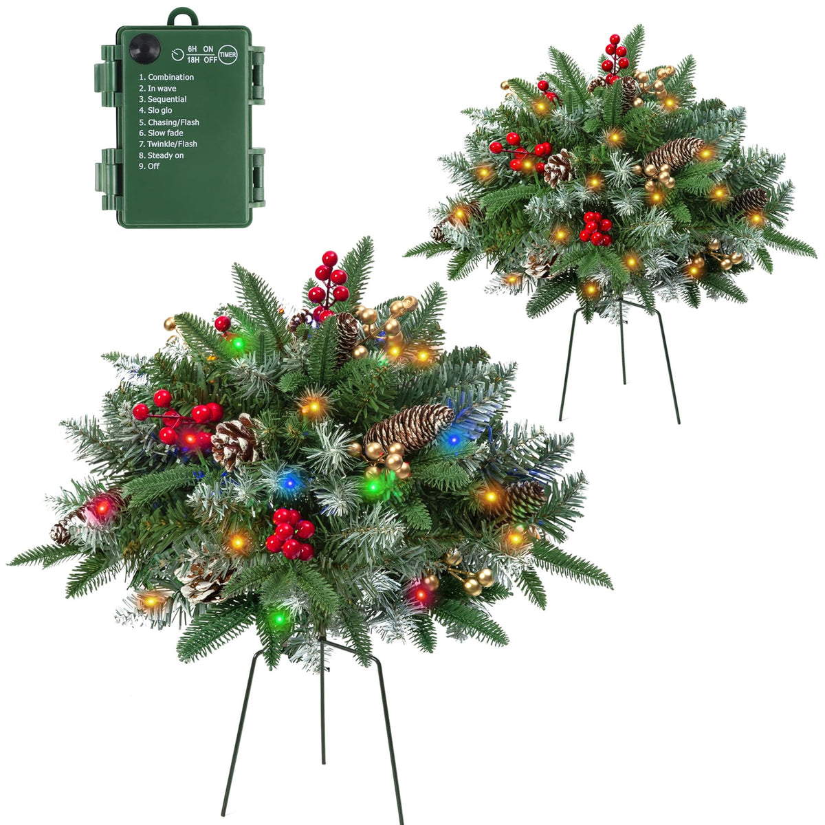 QIANF front porch display showing festive lit trees enhancing entryway