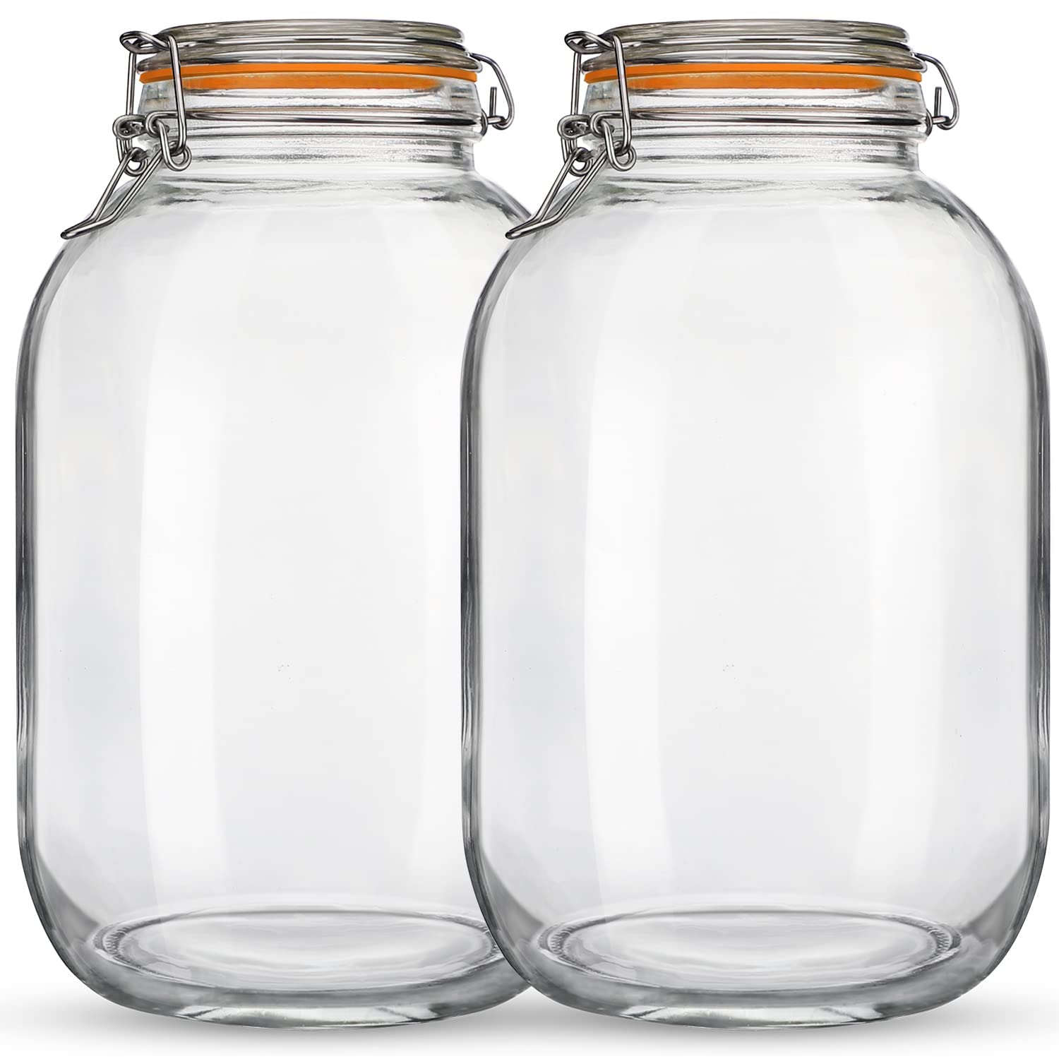 Qianfenie front view of two jars showing airtight lids and clear glass storage benefit
